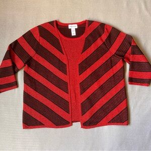 Alfred Dunner Women's Sparkle‎ Sweater Red/Black Size XLarge Pullover stripe Top
